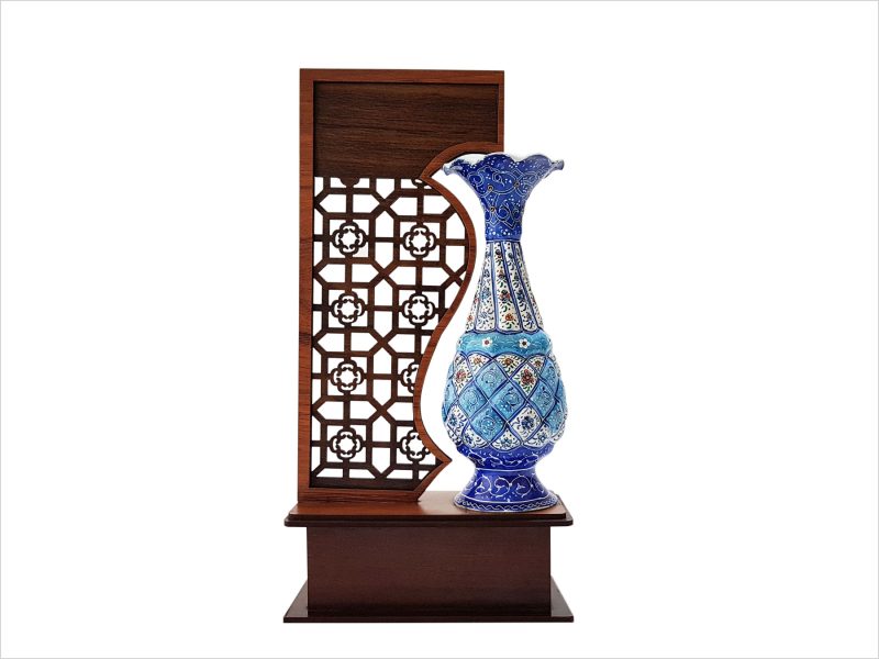 تندیس گلدان میناکاری ۱۶ سانتی متری