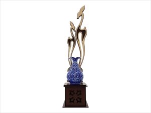 تندیس گلدان میناکاری طرح غزال