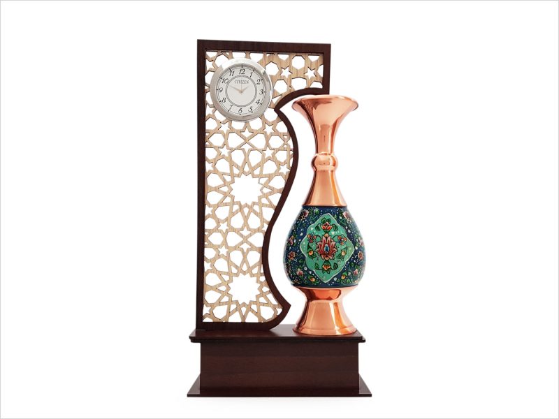 تندیس ساعت دار گلدان 20 سانتی مس و پرداز