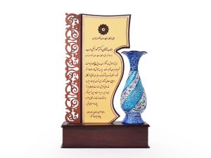 تندیس گلدان میناکاری لوح تقدیر طرح پاییزان