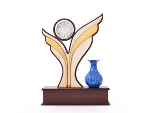 تندیس ساعت دار گلدان میناکاری شده طرح سینا